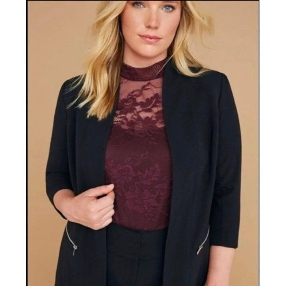 Lane Bryant Women Black One Button Zipper Pocket Blazers NWT